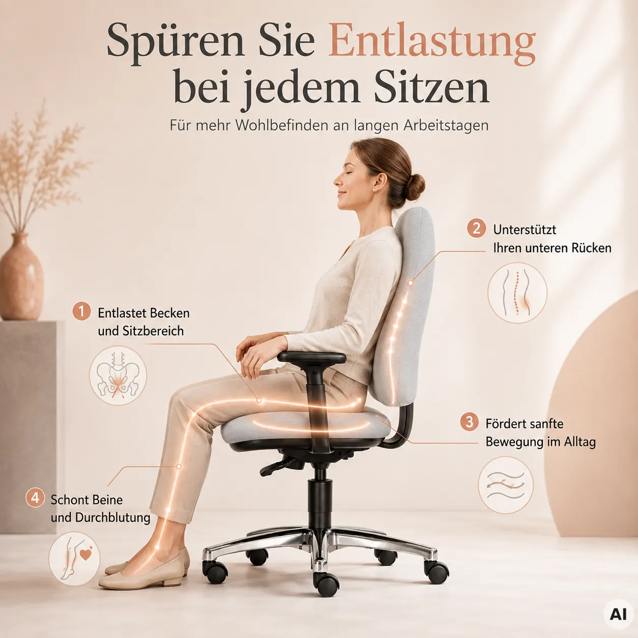 Lady Fitness - Ergonomischer Frauen-Drehstuhl