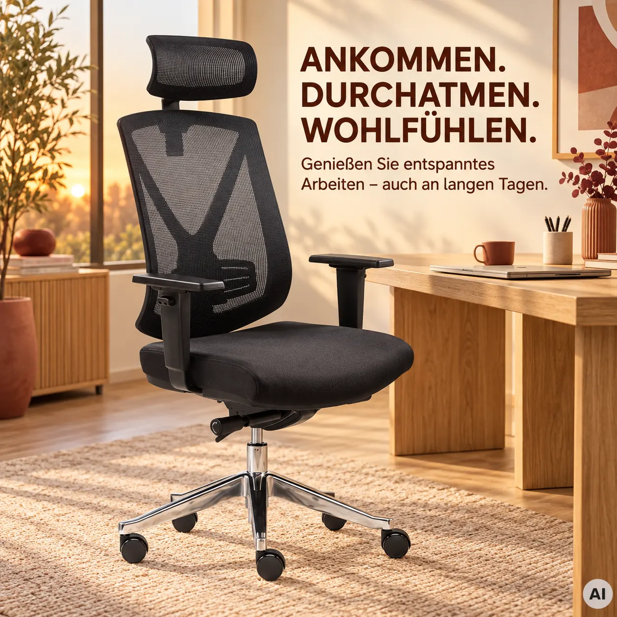 Ergo Studio L mit Kopfstütze - Bürostuhl mit Netz